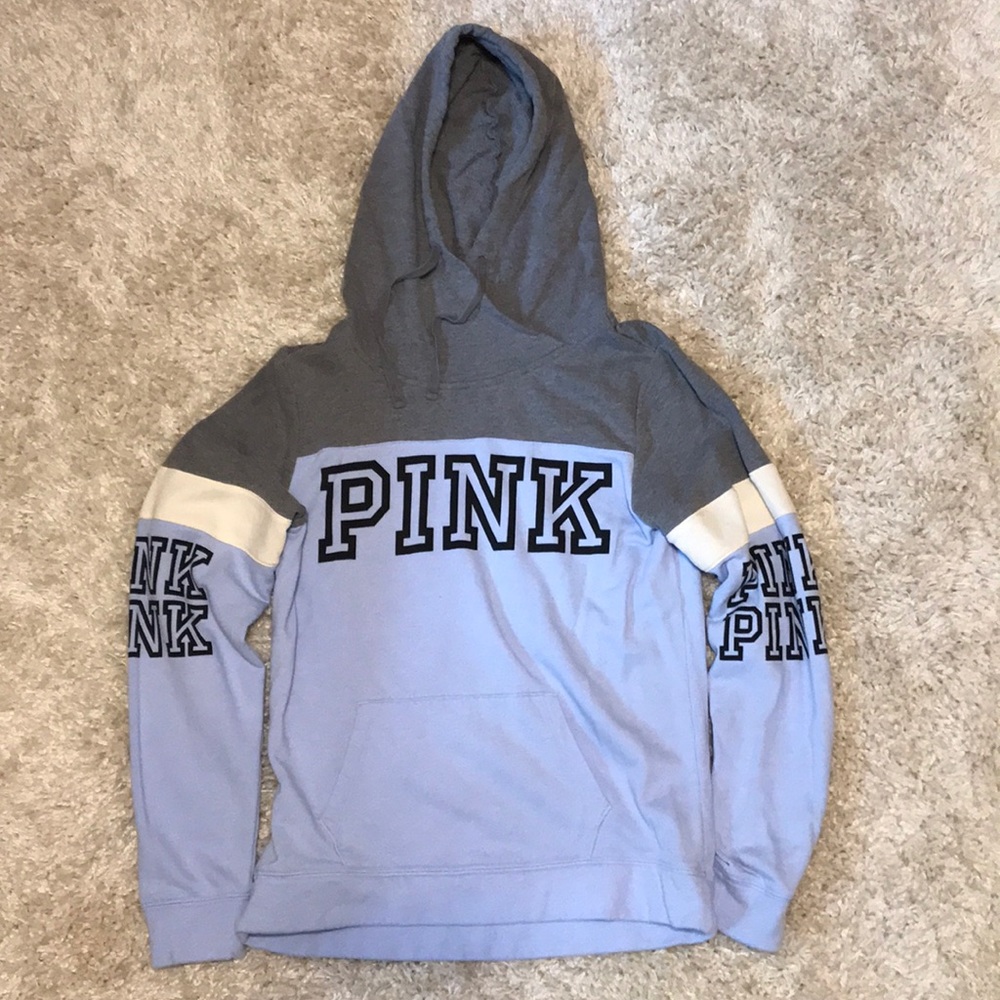 PINK light blue and gray sweatshirt with hood